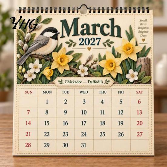 Dorm Room Essentials 2027 Bird Wall Calendar, Beautiful Birds & Nature Monthly Planner Small Space with Coil Binding, Thick Art Paper for Home Office