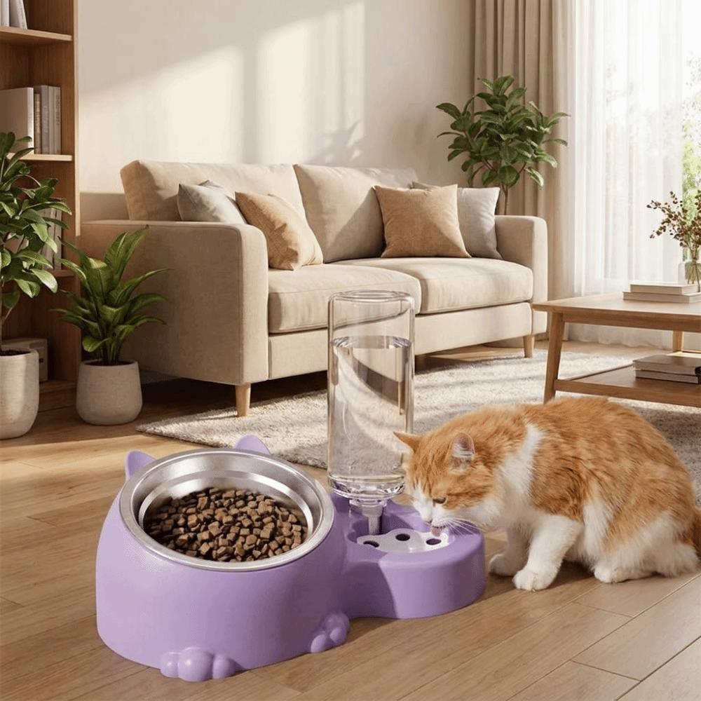 Large Capacity Automatic Pet Feeder Neck Protection Pet Food Bowl for Cats Dogs