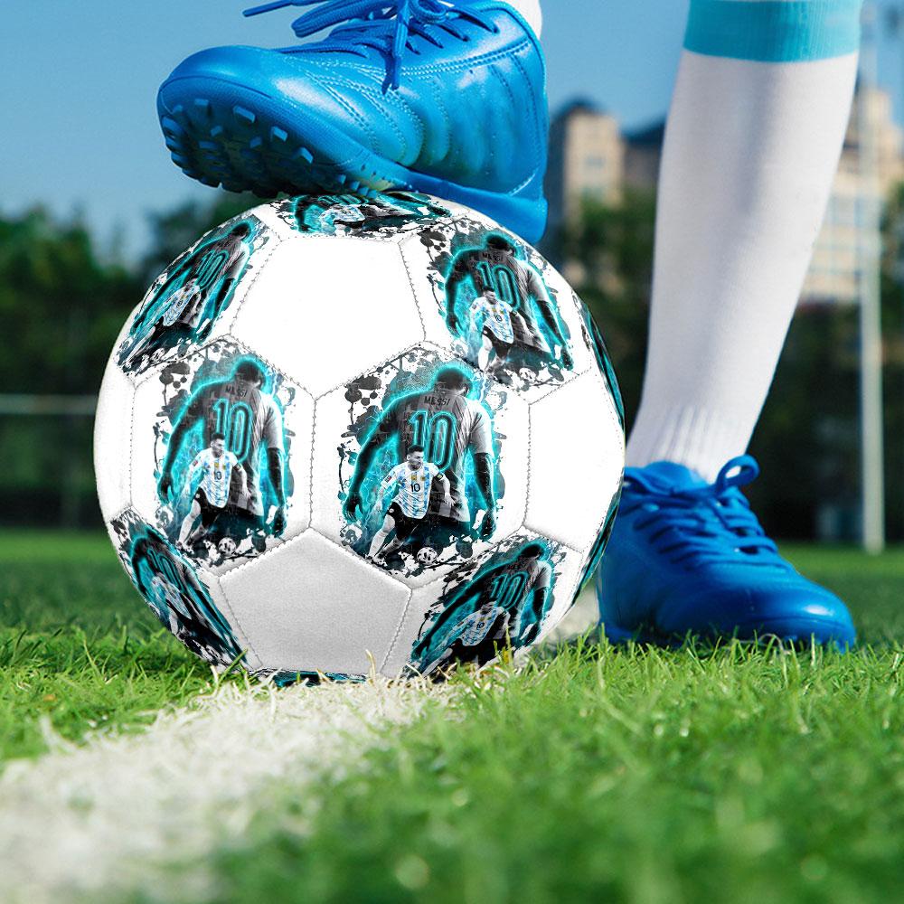 Lionel Messi Size 5 Soccer Ball, Machine-Stitched PVC, Durable & High Bounce, All Ages Fit, fan merchandise, matches & outdoor use.