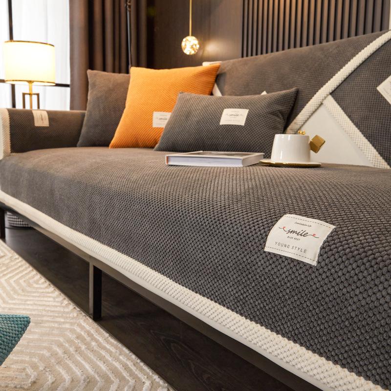 Вельветовая подушка для дивана, зимний утолщенный плюшевый нескользящий комплект, теплый бархатный чехол для дивана, задняя крышка, ткань, полотенце