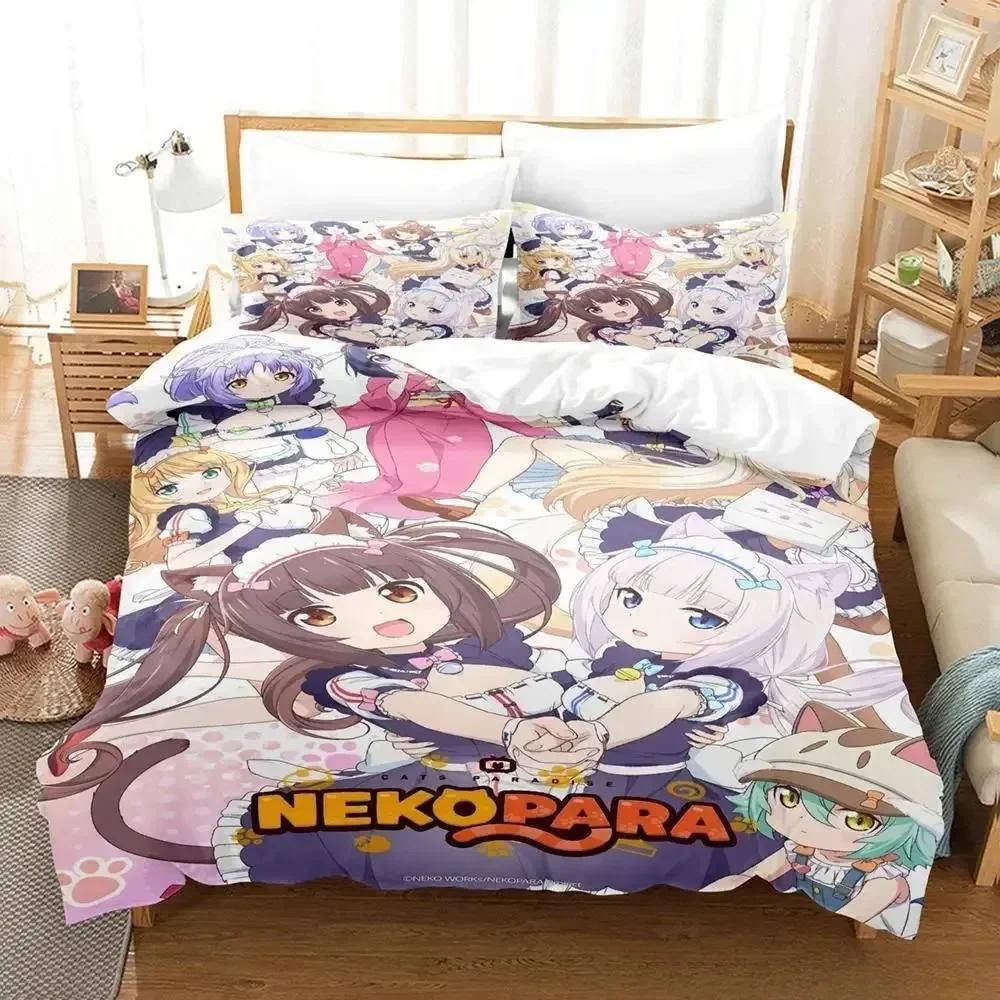 3D Печать Аниме Кавайные Девушки Nekopara Комплект Постельного Белья С Наволочкой Покрывало На Одеяло Мягкое Размер Queen King Постельное Белье Для Дома