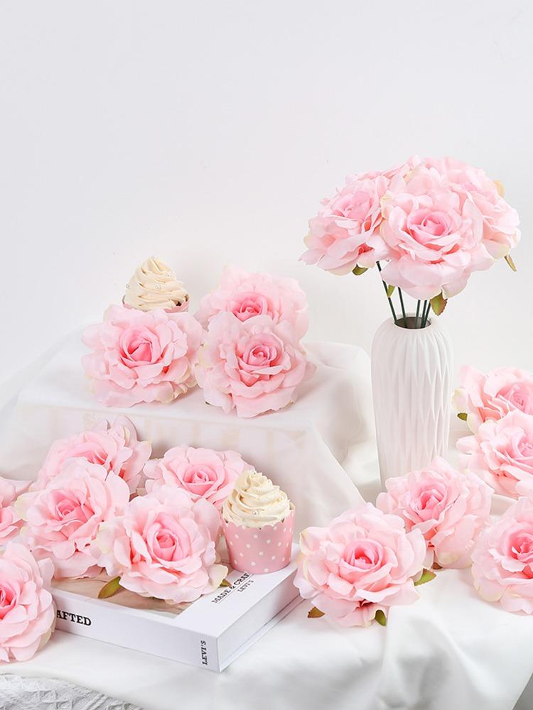 20 шт. головки искусственных цветов без стеблей оптом из шелковых головок роз для свадебных букетов своими руками цветочные праздничные столы украшения дома