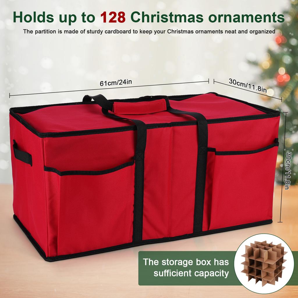 Red Oxford Christmas Storage Container With 128 Compartment Xmas Decorations Organizer Xmas Decor Storage Organizer
