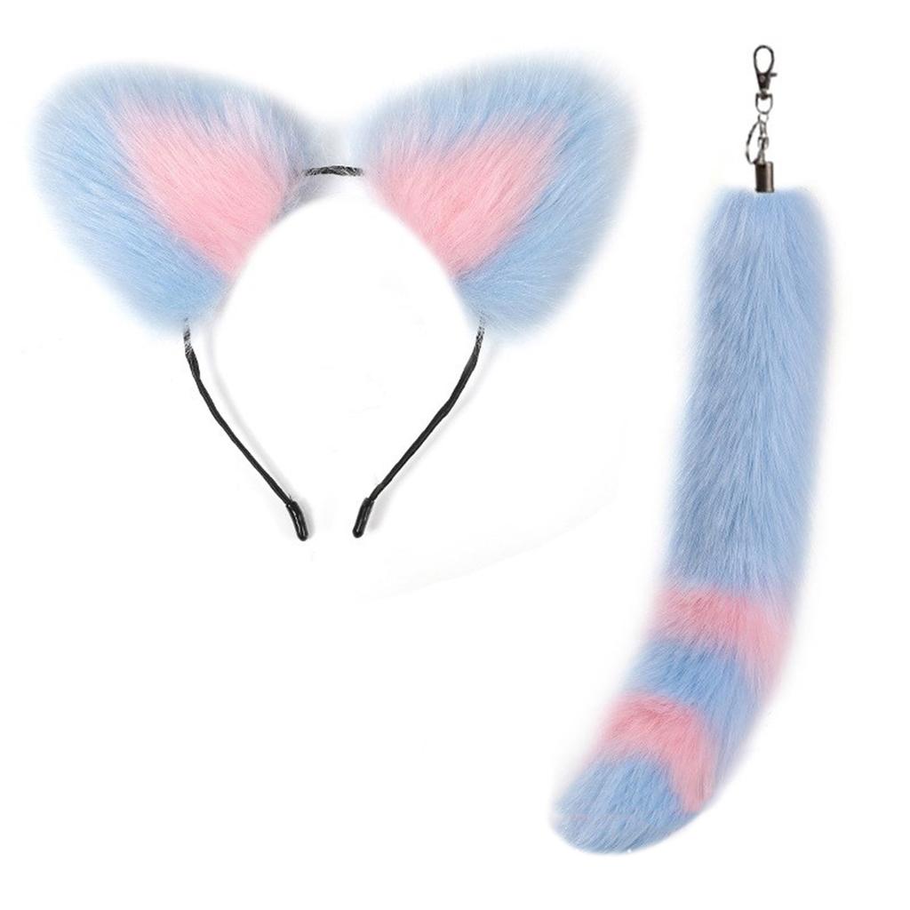 Cat Ears Headband and Faux Tail Keychain Elegant Cosplay Accessories Stylish Pendant for Handbag Backpack Decoration