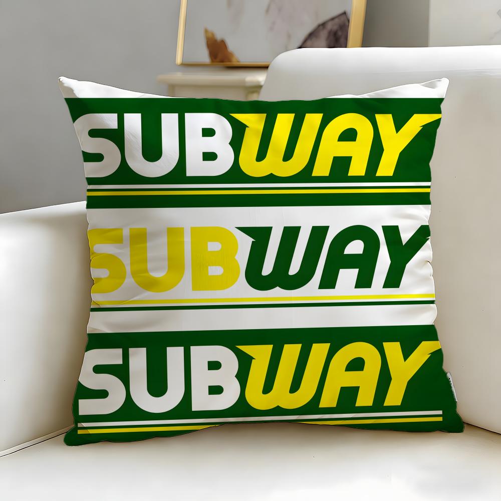 classic restaurant brand Subway Cushion Cover Soft  EasyWash Pillow Case  Versatile for Couch Bed Travel and Office