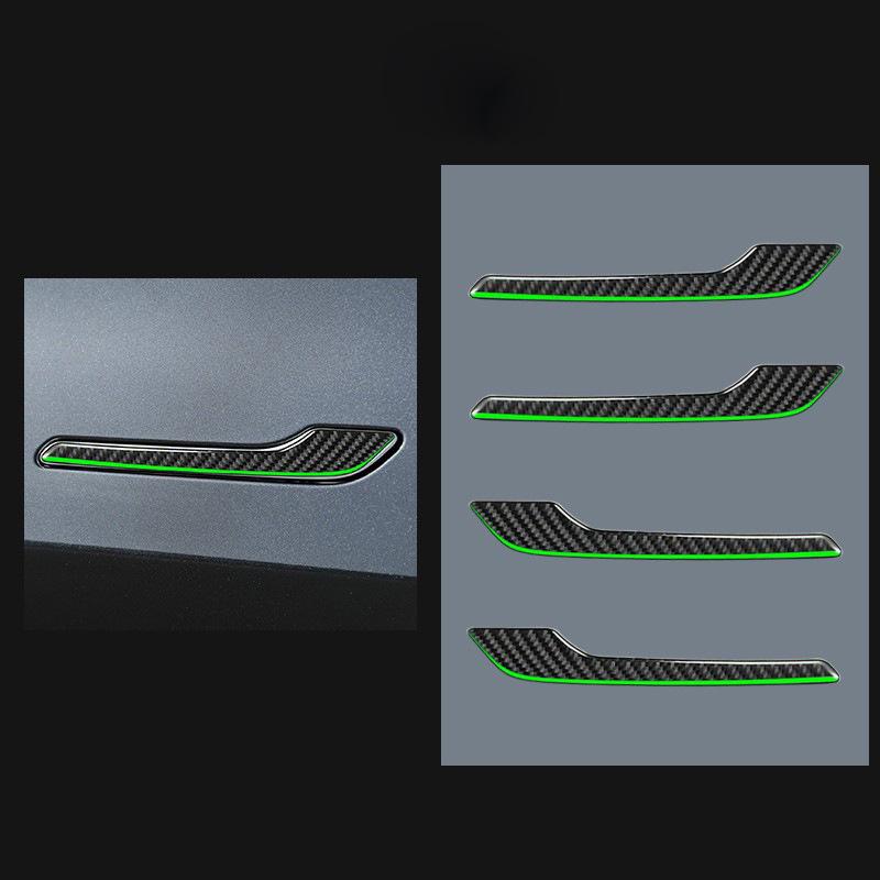Наклейки на внешние ручки дверей из черного карбона для Tesla Model 3/Y (2017-2022 гг.)
