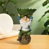Resin Bird Feeder Holding Leaves Garden Gnome Statue Creative Dwarf Sculpture  Patio