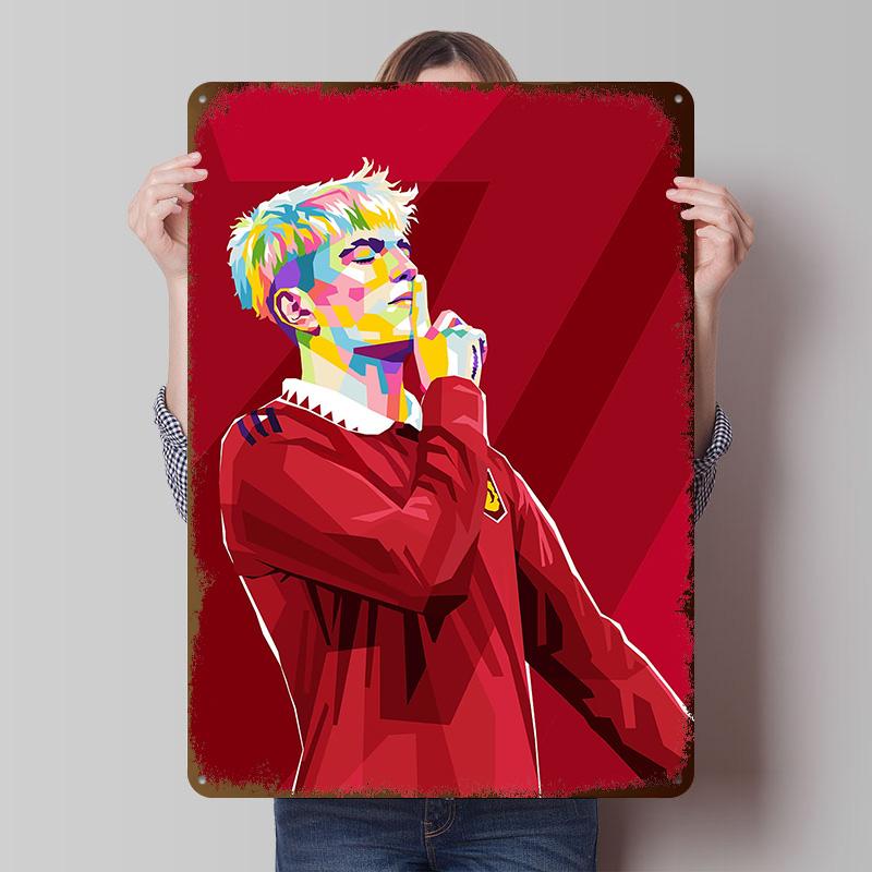 Garnacho Player Pop Art Tinplate Poster Customized Wall Art Vintage Metal Signs Retro Tin Plaque for Home Decorations House Room