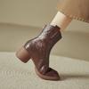 Fashion NEW Winter Women Boots Split Leather Shoes for Women Round Toe Chunky Heel Shoes Casual Zip Platform Shoes Warm Wool Snow Boots