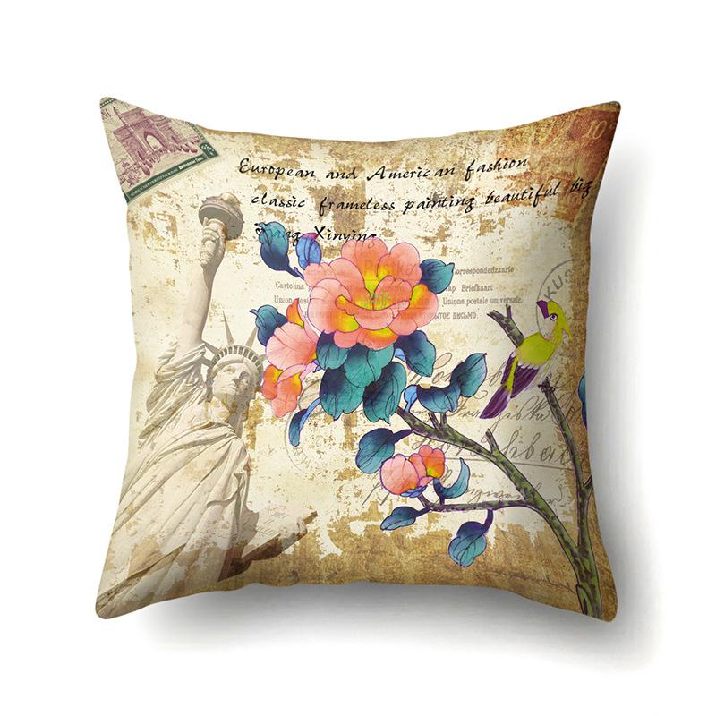 Полиэстеровая наволочка Автомобильная декорация Наволочка с ретро-принтом Чехол для поясничной подушки Чехол для подушки-башни Прикроватный чехол для подушки