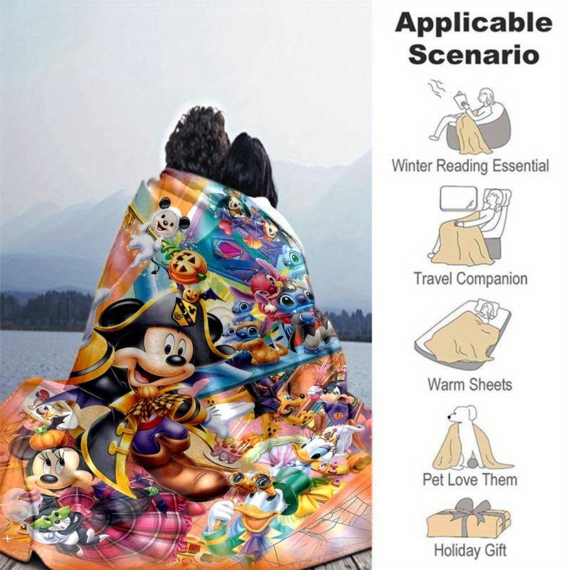1pc, Mickey and Minnie (3) Home Decor Blanket: A Cozy Flannel Throw for Bedroom, Living Room, Travel, Camping, Car, Beach, Office Naps, Perfect Gift f