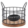 Coffee Pod Basket Round Iron Wire Storage Basket Large Capacity Coffee Capsule Holder with Wooden Base for Home Office