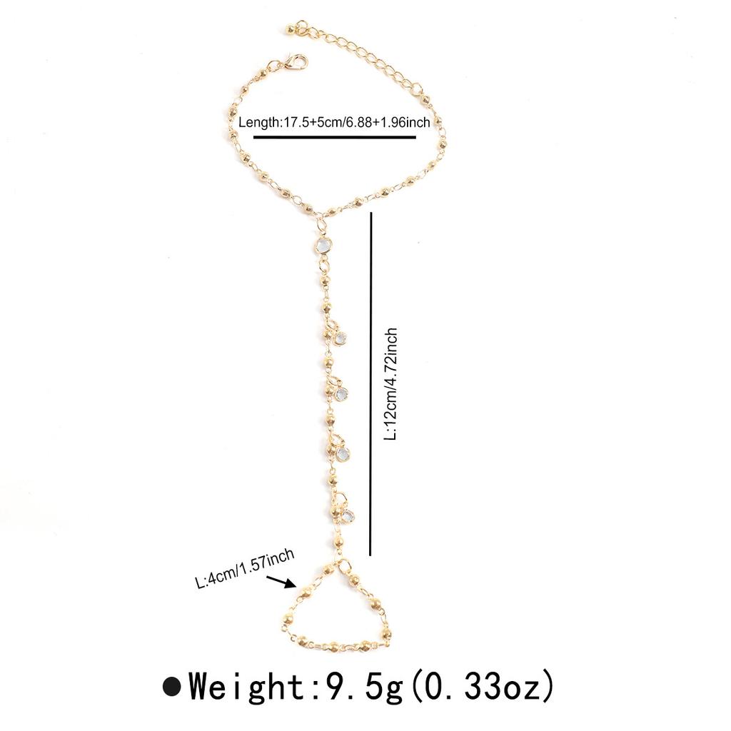 B1181 Hot-selling rhinestone finger bracelet, simple, exquisite, casual and fashionable rhinestone bracelet, ring integrated chain