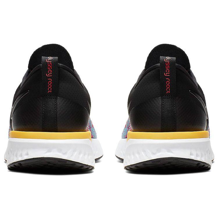 Nike Odyssey React Flyknit 2 Черные мульти-мужские кроссовки University-Red Hyper-Jade AH1015-005