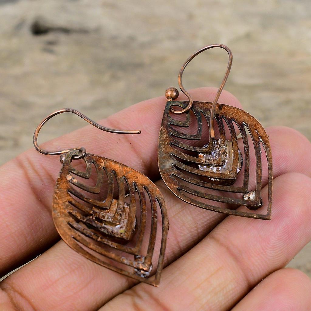 Грубые серьги с африканским аметистом, грубые серьги с розовым турмалином, гальванопластиковые медные серьги, ювелирные изделия ручной работы, уникальные серьги для подарка