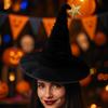 Креативная бархатная шляпа ведьмы на Хэллоуин Складные party props Колпак волшебника Косплей аксессуары Звездный колпак на Хэллоуин Вечеринка на Хэллоуин