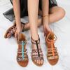 Summer New Large Size Flat Sandals National Style Color Splicing Women's Shoes