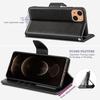 Coque Pour iPhone 13 Pro (6.1'') Effet Cuir Noir + Verres Trempés Vitre Protection d'écran