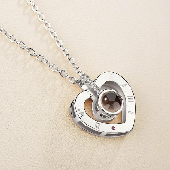 Picture Necklace Personalized Photo Projection Necklace Memorial Valentine's Day Birthday Gifts for Wife Girlfriend
