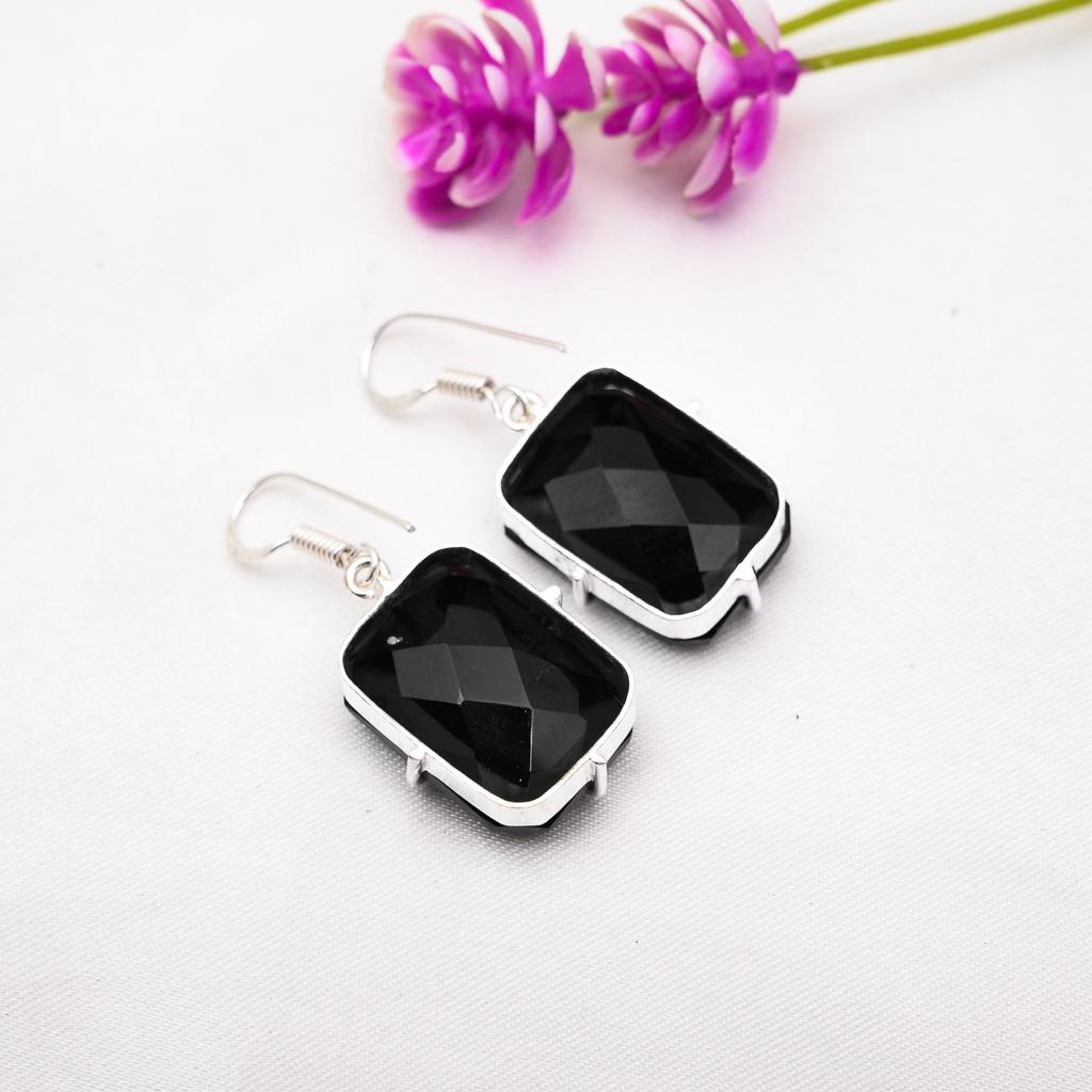 Серьги из черной шпинели, 925 пробы цельные серьги из стерлингового серебра, ювелирные изделия ручной работы с драгоценными камнями, подарки для жены, абсолютно новые серьги