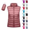 Women's Lightweight Down Jacket, Solid Color, Stand Up Collar, Down Vest With Pockets