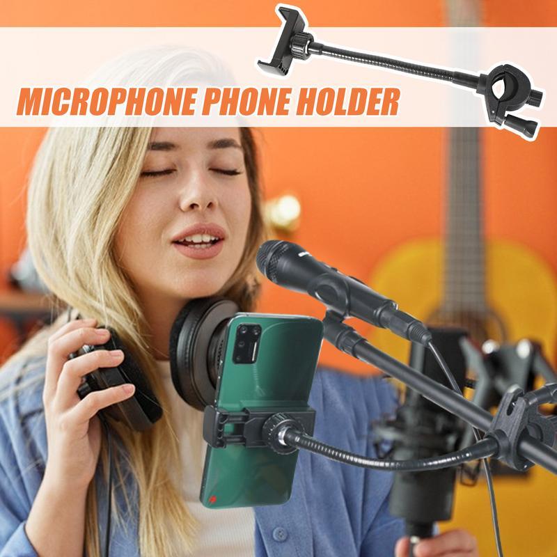 Mic Stand Phone Holder Adjustable Phone Mic Stand Holders Adjustable Mount With Long Gooseneck Arm Flexible For Drum Music Club