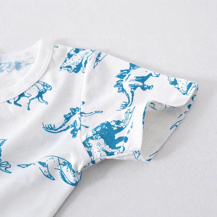 Dinosaur print new short-sleeved children's T-shirt children's casual tops for boys and girls