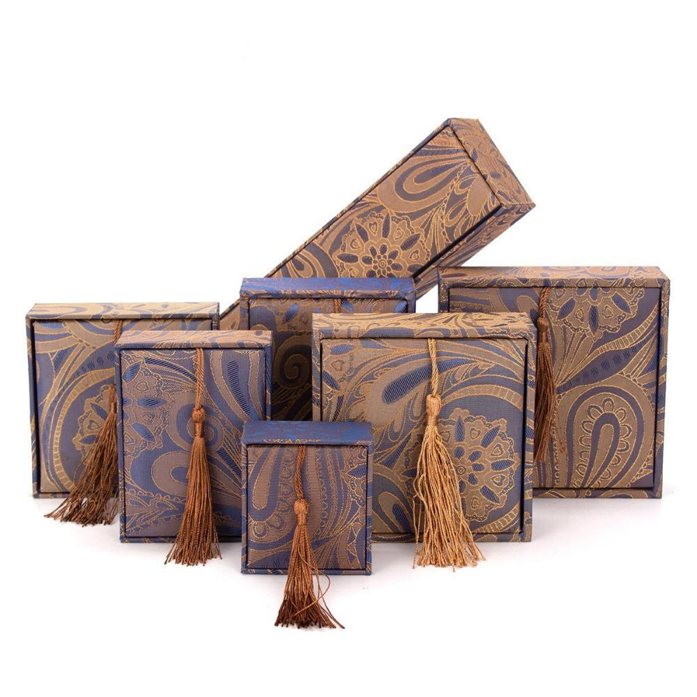 Linen Jewelry Packaging Box Chinese Style Jewelry Display Box Bracelet Storage Box Necklace