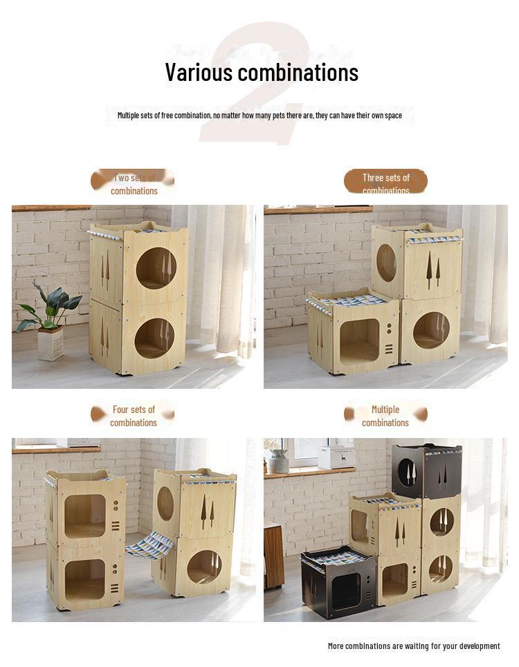 Yue Shang Multi-Function Cat Bed: Hammock, Climbing Frame, Tree, and Enclosed Box with Mat