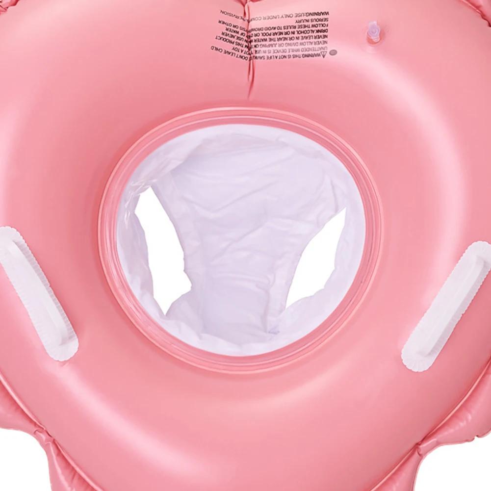 Heart Shape Baby Swim Ring Tube with Handle & Safety Seat Baby Swimming Float Leakproof Pool Floats Toys for Beach Party