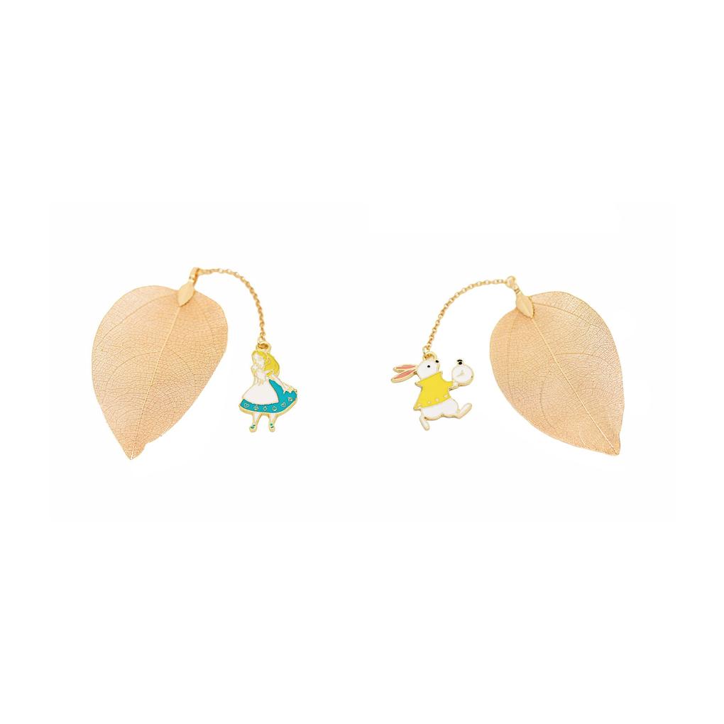 Lovely Girl Rabbit Bookmarks Fairy Tale Gold Color Texture Reading Books Mark Student Stationery