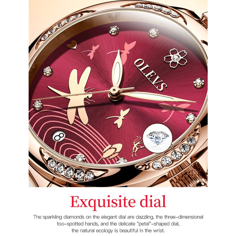 OLEVS 6610 With Gift Box Luxury Fashion Automatic Mechanical Watch Waterproof Noble Luminous Diamond Set Elegant Women's Watch