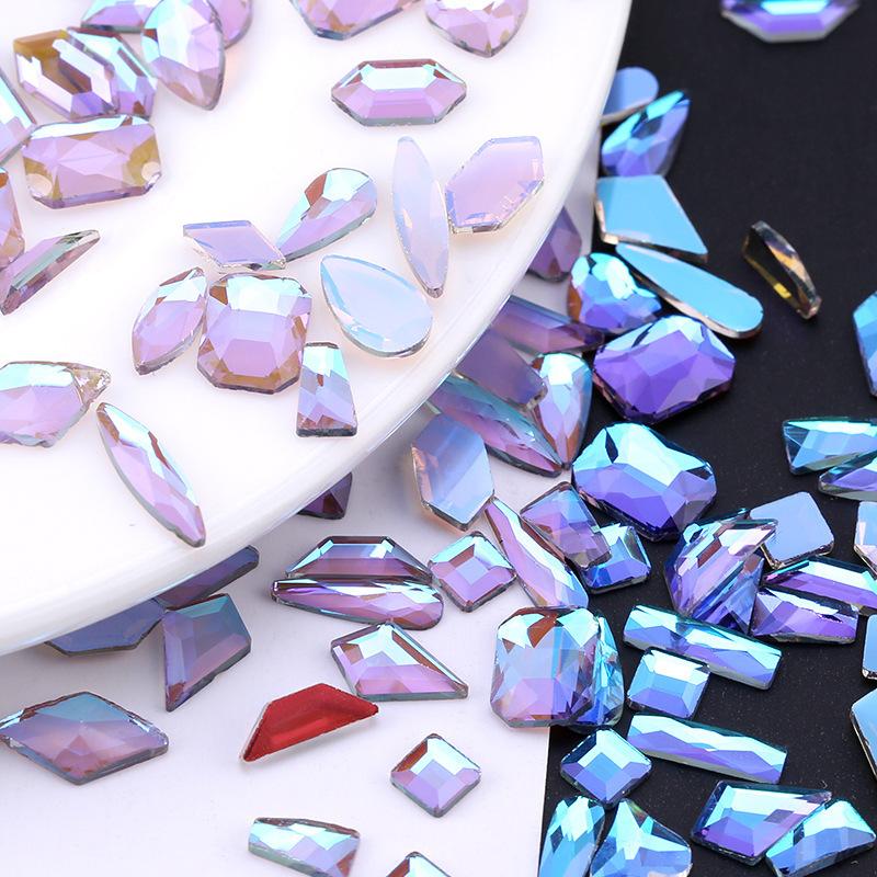 Aurora Phantom Purple Nail Art Flat Bottom Special-Shaped Diamond Diy Manicure Nail Art Jewelry