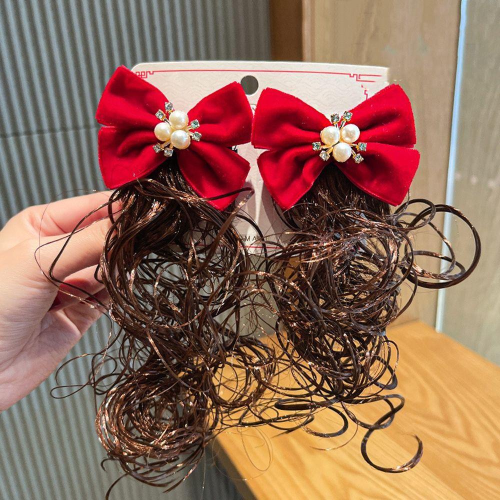 Chinese Style Hair Clip Baby Wig Hairpin Child Hair Accessories New Year Headdress Bow Hairclip