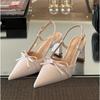 2025 Summer New Pointed Toe Design with Bow High Heels Pumps Wedding Banquet Luxury Live Broadcast Hot Fashion Sandals