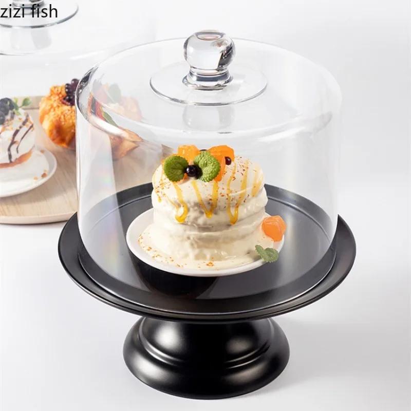 Transparent Dust Cover Acrylic Cake Cover Cake Stand Dessert Plate Melamine Tray Wooden Tray Cake Pan Display Stand Dim Sum Dish
