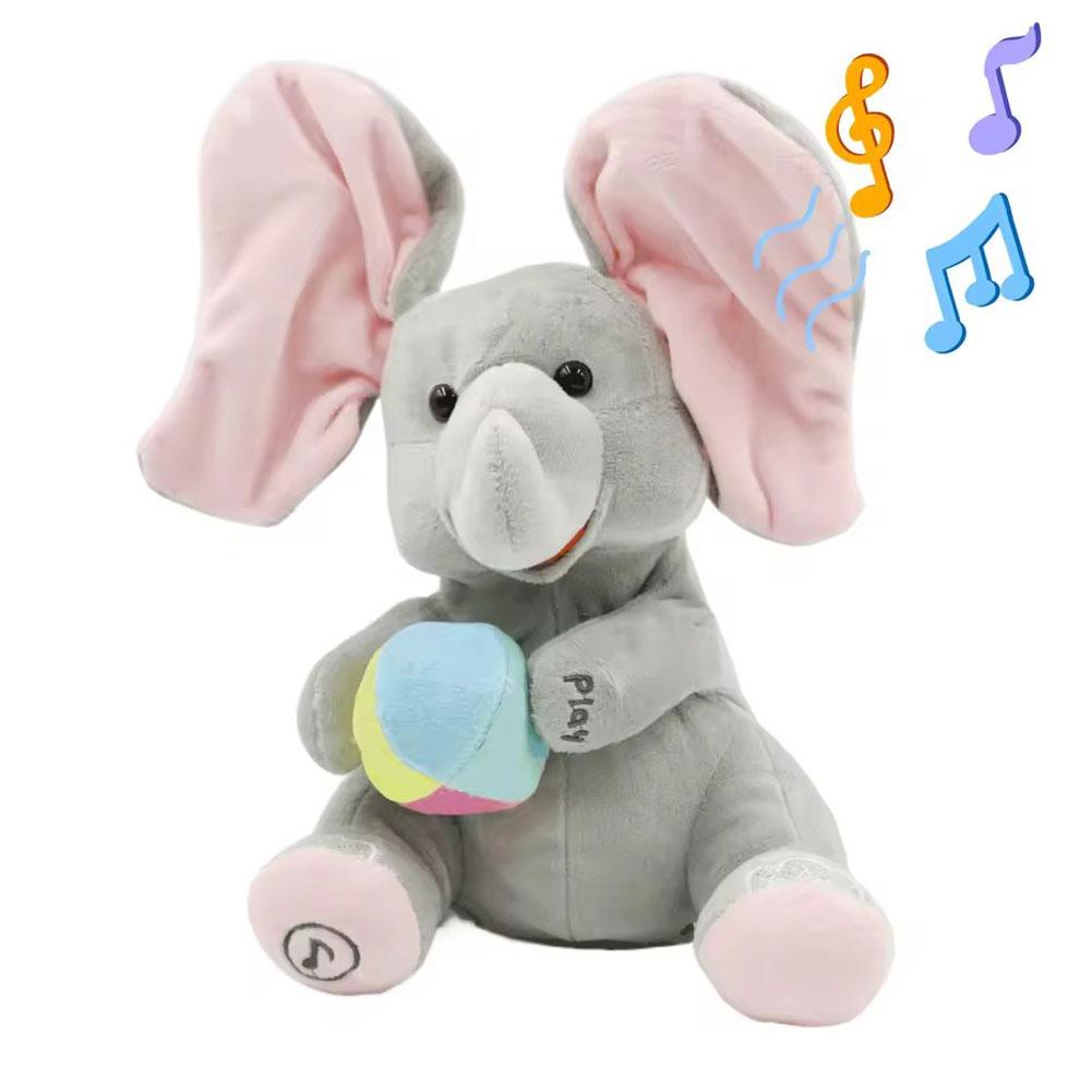 2026 Hide-and-seek Elephant Plush Toy Flapping Ears With Cheerful Songs Elephant Soft Soothing Child Artifact Christmas Gift