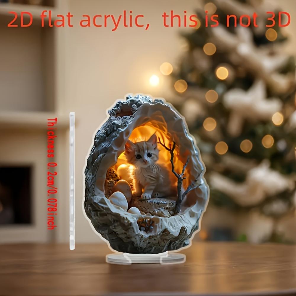 Милый кошачий узор, 2D плоский акрил, настольное украшение, подходит для гостиной, спальни, подарки, Рождество, Хэллоуин