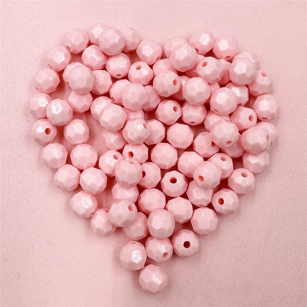 Креативный браслет в подарок, однотонный, 50 шт., детское ожерелье, 7,5*8 мм, цепочка для мобильного телефона, сумка для аксессуаров, акриловые круглые бусины с несколькими огранками