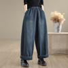 DIMANAF 2025 Autumn Winter Plus Size Jeans Thicken New Women Vintage Flocking Cotton Denim Long Pants