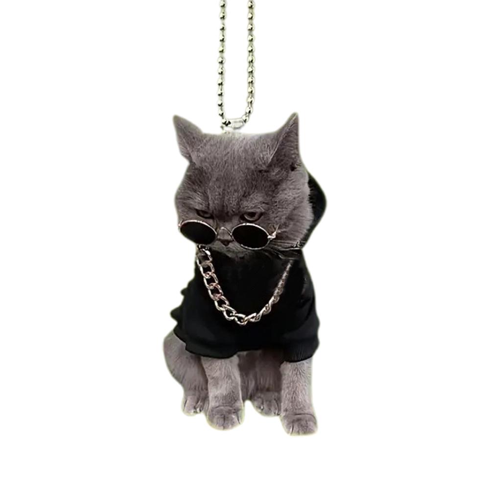 Подвесной декор для автомобиля, украшение для зеркала заднего вида, украшение в форме кошки, 2D-украшение для салона автомобиля, доступ для подвешивания P8B9