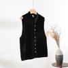 Golden Velvet Vest Vest Women's Stand-up Collar Color Buckle High-end Sleeveless Top