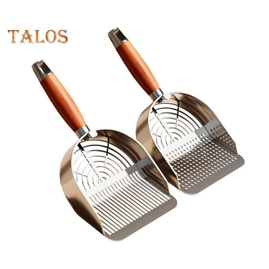 Металлический совок для кошачьего туалета с держателем, совок для сбора домашних животных с эргономичной деревянной ручкой, лопата для быстрого просеивания, товары для кошек