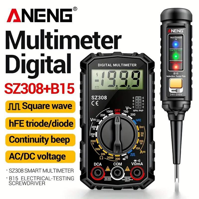 Multimeter Tester Pen Suit ANENG SZ308+B15 Multimeters 1999 Counts 24-250V Voltage Detector Meter Diagnostic Breakpoint Finder