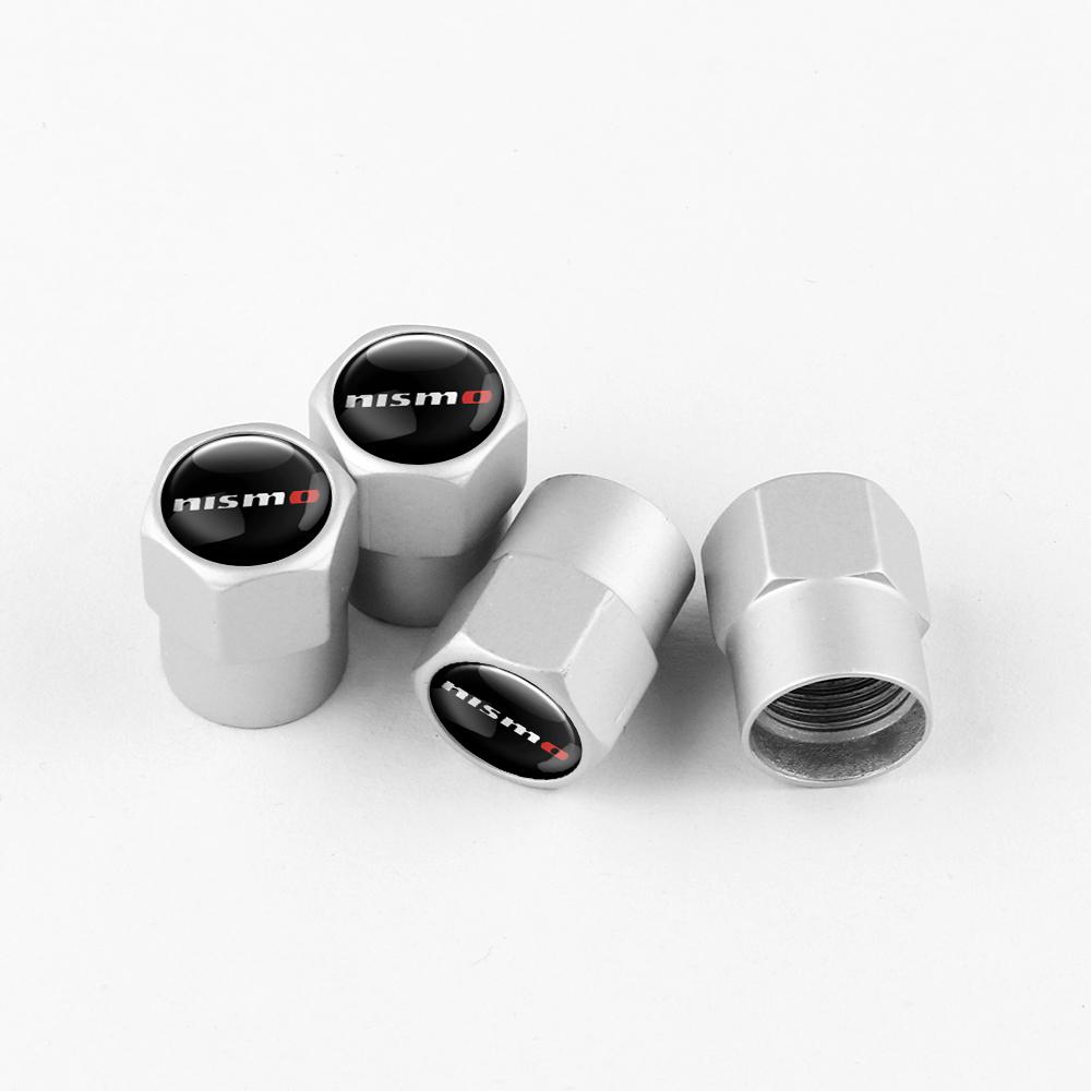 APU1 4PCS Metal Car Badges Wheel Tire Valve Caps Covers Car Accessories For Nissan Nismo X-Trail 1 2 T32 Almera Qashqai Skyline Note