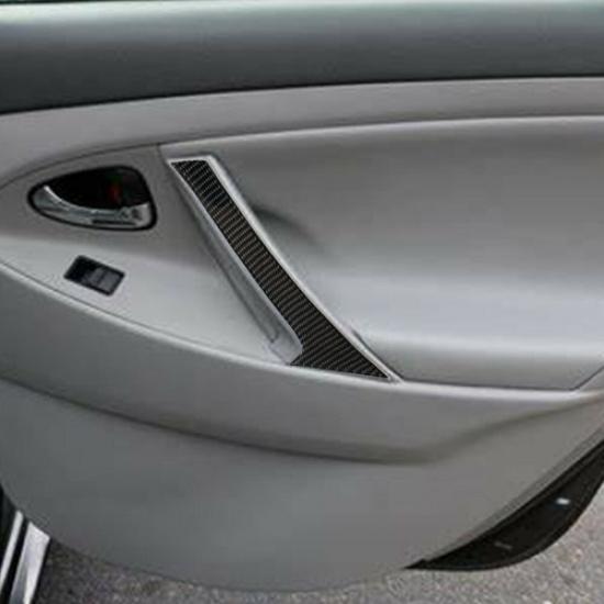 2Pcs Carbon Fiber Interior Rear Door Pull Cover Trim For Toyota Camry 2007-2011