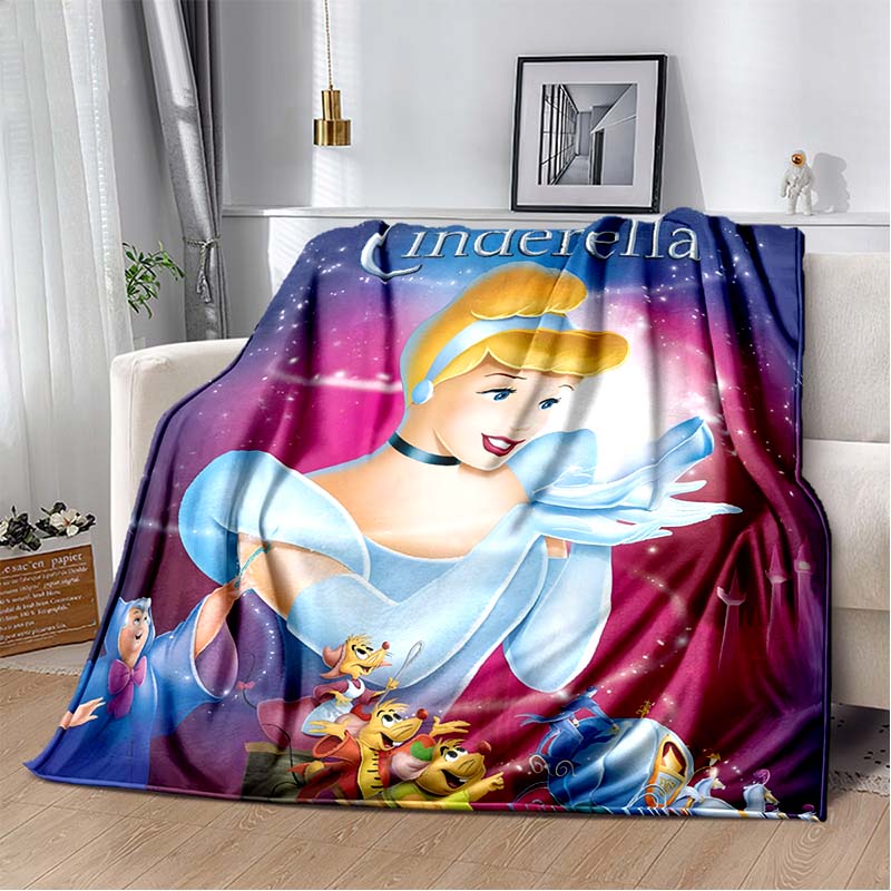 6 Sizes Princess Cinderella Cartoon Soft Flannel Fluffy Throw Camping Blanket for Children Sofa Throw Thin Blanket Female Gift