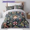 Resident Evil Pattern Bedding Quilt Set Quilt Cover Pillowcase Home Birthday Gift(1 * duvet cover + 2 * pillowcase, without core)
