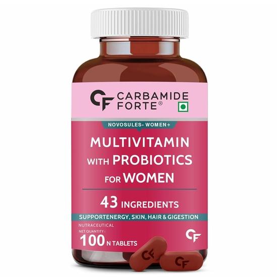 Мультивитаминные таблетки Carbamide Forte для женщин | Мультивитамины для женского здоровья | Полный комплекс мультивитаминов для женщин с 43 ингредиентами - 100 веганских таблеток