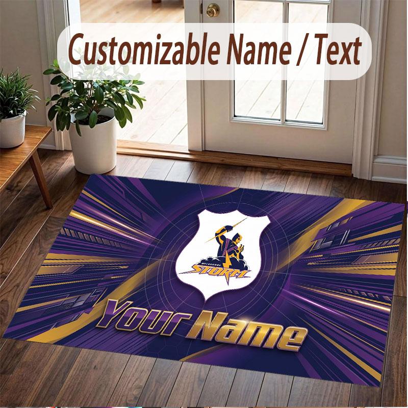 Custom Rug Melbourne Storm Pattern Print Name Text Soft Non‑Slip Floor Carpet for Home Indoor Decoration